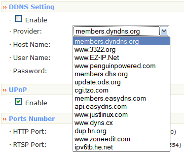 Zonet Dynamic DNS Menu